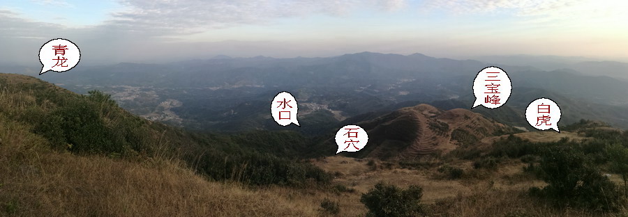 庚龙坎卦入首,坐乾山否卦,水口兑卦,左夹耳峰明夷